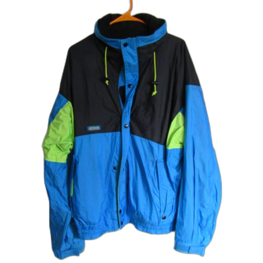 mens vintage Ski Columbia snow jacket, winter outter layer, Blue sz L